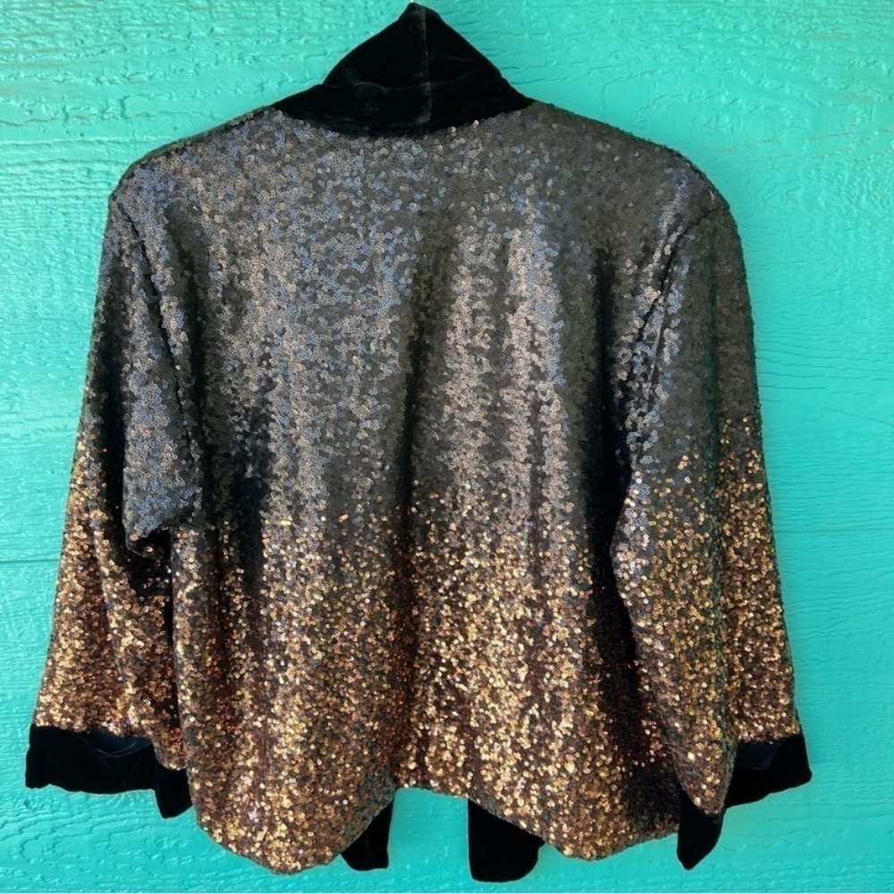 JOHNNY WAS OVERSIZED VELVET SEQUIN DORIAN OMBRÉ OVERSIZED KIMONO - Picture 4 of 9
